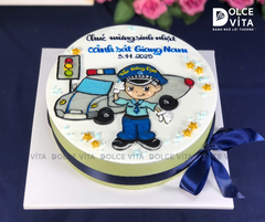 [1706] (90) Bánh kem vẽ xe Cảnh sát - Police Car