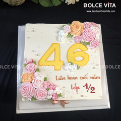 [1237] (80) Bánh hình vuông trang trí hoa tone pastel - món quà ngọt ngào cho phái nữ