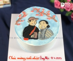 [1828] (120) Bánh sinh nhật vẽ tặng Ông Bà - Ghi dấu ấn hạnh phúc