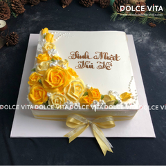 [1237] (80) Bánh hình vuông trang trí hoa tone pastel - món quà ngọt ngào cho phái nữ