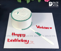 [1553] (100) Bánh Kem Mô Phỏng Vợt Cầu Lông – Món Quà Độc Đáo Cho Fan Cầu Lông