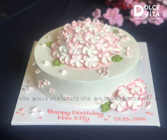 [2958] (70-90-130) Bánh kem hoa cẩm tú cầu màu hồng - ngọt ngào và thanh lịch