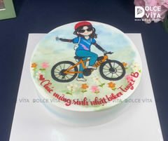 [3191] (100) Bánh kem vẽ biker - vận động viên đạp xe