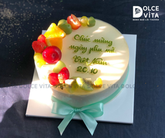 [20/10] Green Tea Lemon (Bánh mousse trà xanh chanh) trang trí trái cây