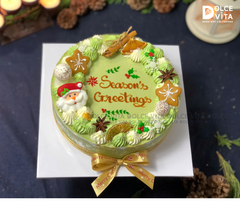 N601 (15-25-40-60) Christmas cake - Bánh Noel/giáng sinh Matcha Yogurt Mousse trang trí cookie