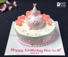 1038 (90) Bánh tạo hình chú heo tone màu hồng cho bé gái
