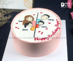 [1472] (100) Bánh kem vẽ hình gia đình dành cho Sinh nhật, ngày Kỷ niệm