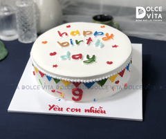 [321] (40) Bánh kem vẽ họa tiết dây cờ cho sinh nhật, tiệc vui