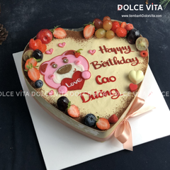 HS005 (30) Tiramisu trái tim vẽ gấu dâu Lotso ôm trái tim Love