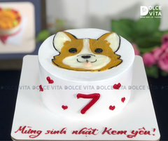 [1724] (30) Bánh kem mini (bento) vẽ chú chó đáng yêu cho sinh nhật bé