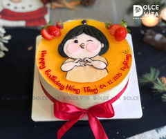 [2908] Passion - Bánh mousse chanh dây vẽ cô gái chubby tròn trịa, đáng yêu