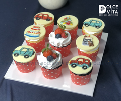 464 (70) Set 9 cupcake trang trí chủ đề sinh nhật và xe