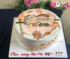 [2970] (120) Bánh sinh nhật vẽ tặng Ông Bà - Ghi dấu ấn hạnh phúc
