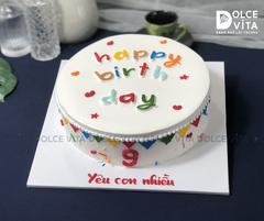 [321] (40) Bánh kem vẽ họa tiết dây cờ cho sinh nhật, tiệc vui