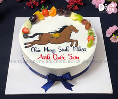 360 (90) Bánh kem vẽ ngựa chiến phi nước đại