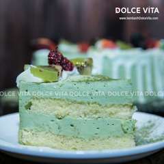 [1185] Bánh sinh nhật vị trà xanh – Matcha Yogurt hoa kem tươi  (45-60-60-80)