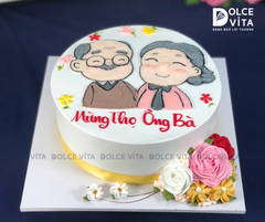 [1938] (120) Bánh sinh nhật vẽ tặng Ông Bà - Ghi dấu ấn hạnh phúc