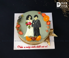 394 (90) Bánh vẽ cô dâu chú rể