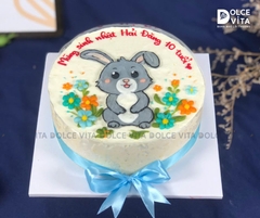 [1822] (40) Bánh kem vẽ hình thỏ dễ thương – Cho bé trai, bé gái & người yêu thích thỏ