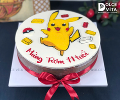 [2925] (100) Bánh kem vẽ Pikachu (Pokemon) và các chi tiết đồ chơi Lego