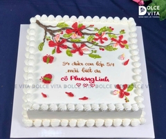 [1326] (80) Bánh kem vẽ hoa phượng phù hợp nhiều dịp khai giảng, bế giảng - tri ân thầy cô