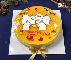 N006 (60) Passion Fruit Mousse (Christmas cake - Bánh giáng sinh/ Noel) vẽ hài hước