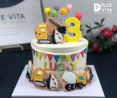 [2873] (250) Bánh kem chủ đề xe công trình xây dựng, Xe trộn bê tông/ Xe trộn xi măng