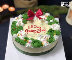 N402 Mousse bắp (Christmas cake /Bánh giáng sinh/ Noel) trang trí vòng nguyệt quế