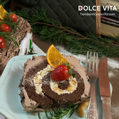 M042 Bánh khúc cây (Yule Log Cake for Christmas) trang trí trái cây