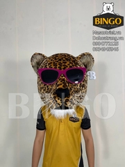 Đầu mascot báo đeo kính hồng