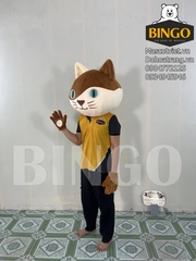 Mascot mèo đầu và bao tay