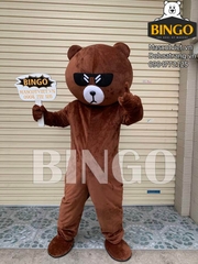 Mascot gấu Brown đeo kính