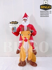 Mascot hơi ông già Noel cưỡi tuần lộc