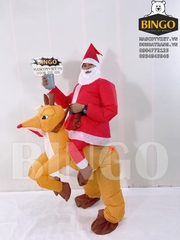 Mascot hơi ông già Noel cưỡi tuần lộc