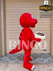 Mascot Khủng long đỏ mặt phải