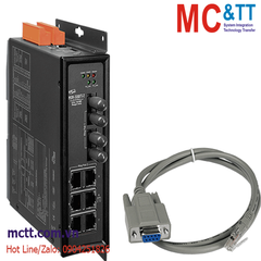 Switch công nghiệp quản lý 6 cổng Ethernet + 2 cổng Quang (Dual fiber, Multi Mode, ST, 2KM) ICP DAS MSM-508FT-T CR