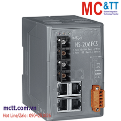 Switch công nghiệp 4 cổng Ethernet + 2 cổng Quang (Dual Fiber, Single Mode, SC, 15KM) ICP DAS NS-206FCS CR