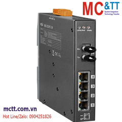 Switch công nghiệp 4 cổng PoE Ethernet + 1 cổng Quang (Dual Fiber, Multi Mode, ST, 2KM) ICP DAS NSM-205PFT-24V CR