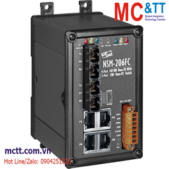 Switch công nghiệp 4 cổng Ethernet + 2 cổng Quang (Dual Fiber, Multi Mode, SC, 2KM) ICP DAS NSM-206FC CR