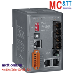 Switch công nghiệp mạch vòng 3 cổng Ethernet + 2 cổng Quang (Dual fiber, Multi Mode, SC, 2KM) ICP DAS RS-405FC CR
