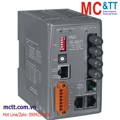 Switch công nghiệp mạch vòng 3 cổng Ethernet + 2 cổng Quang (Dual fiber, Multi Mode, ST, 2KM) ICP DAS RS-405FT CR