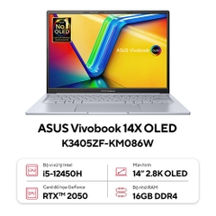 Laptop Asus Vivobook 14X OLED K3405ZF-KM086W  (Core™ i5-12450H | 16GB | 512GB | RTX™ 2050 | 14inch 2.8K OLED  | Win 11 | Bạc)