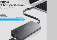 Bộ chia/ Hub Type-C -> HDMI +VGA+LAN Unitek Y-DK 09016 GY