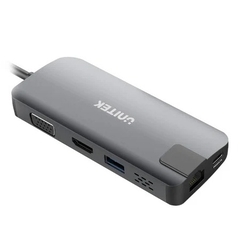 Bộ chia/ Hub Type-C -> HDMI +VGA+LAN Unitek Y-DK 09016 GY