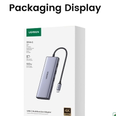 Bộ chuyển đổi USB Type-C sang LAN, HDMI, VGA, 3 x USB 3.0, Audio 3.5mm, SD/TF, sạc PD 100W Ugreen 15601