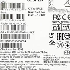 Màn hình Gigabyte G25F2A 24.5 inch (Full HD/ IPS/ 240Hz/ 1 ms)
