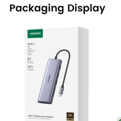 Bộ chuyển đổi USB Type-C sang LAN, HDMI, VGA, 3 x USB 3.0, Audio 3.5mm, SD/TF, sạc PD 100W Ugreen 15601