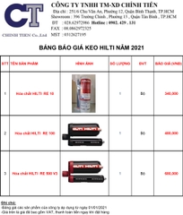 BẢNG BÁO GIÁ KEO CẤY THÉP HILTI NĂM 2021