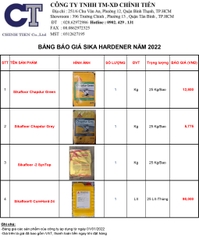 BẢNG BÁO GIÁ SIKA HARDENER NĂM 2022