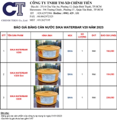 BÁO GIÁ SIKA WATERBAR V20 NĂM 2023